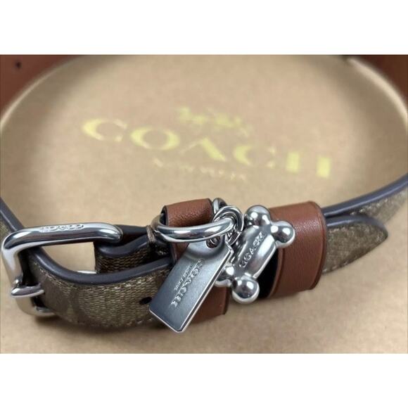 COACH NIB Dog Collar and Leash Set Size Large Khaki/Saddle/Brown Classic Logo - Picture 8 of 8